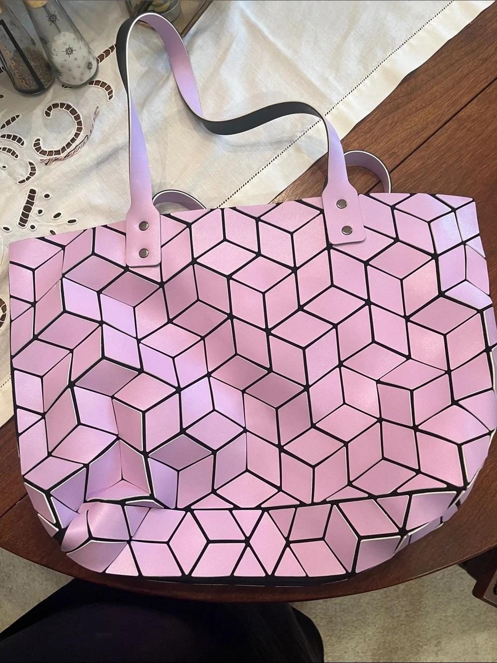 Patrizia Luca Lavender Geometric Cube Tote